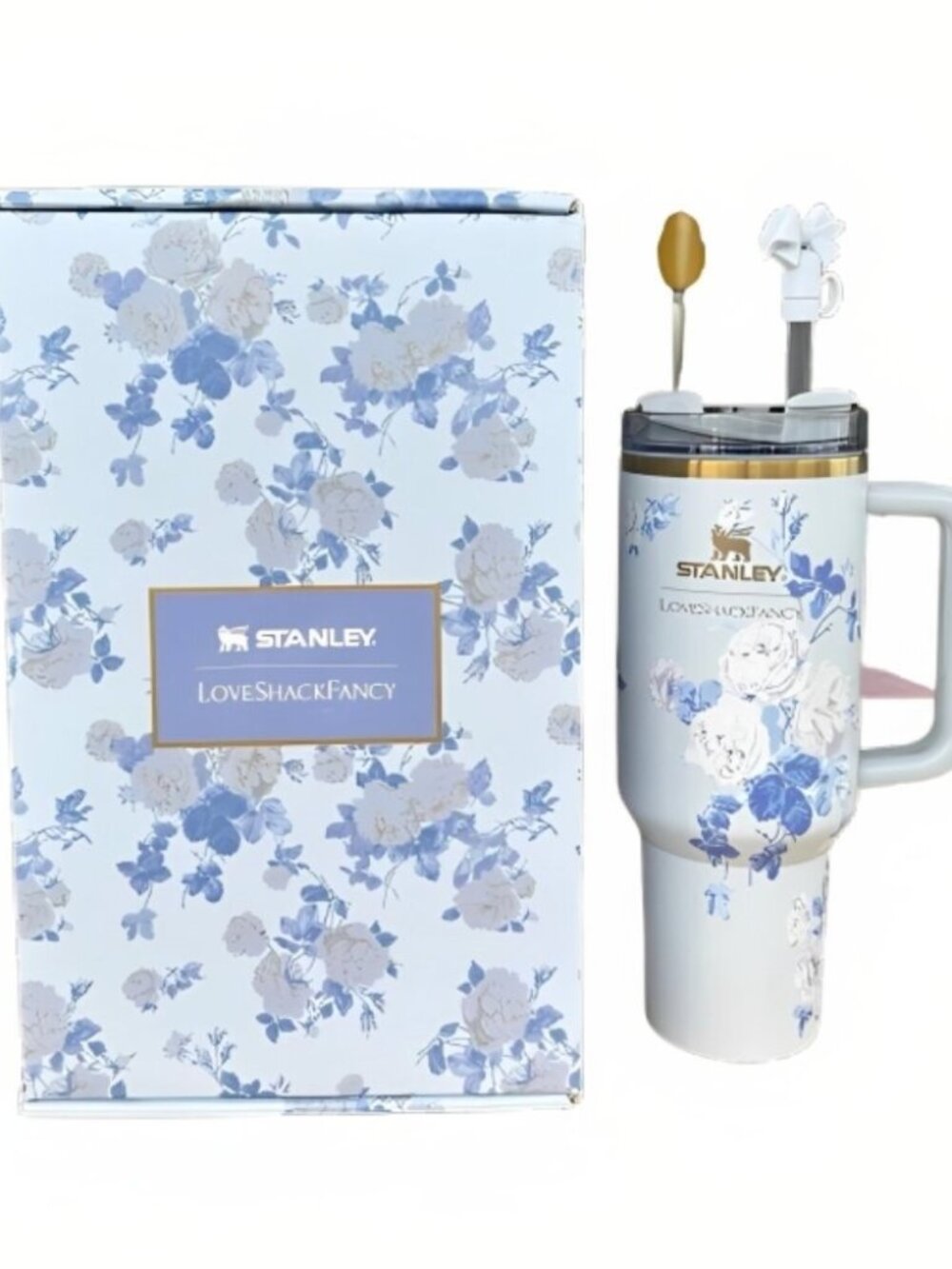 Stanley Quencher 40oz LoveShackFancy Floral Blue Tumbler NEW